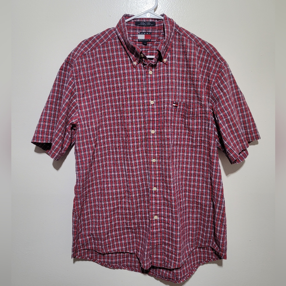 Tommy Hilfiger‎ Men's Red Plaid Shirt Large